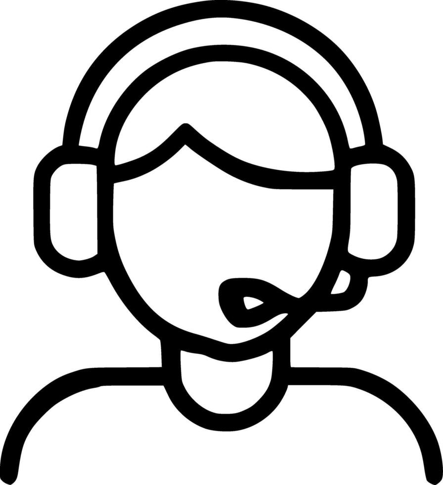 simple outline icon of a person with a headset representing customer support call center agent or online assistance vector