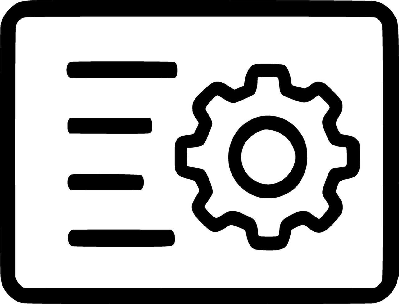 simple outline icon of a document and a gear representing technical documentation support tickets settings management or configuration vector