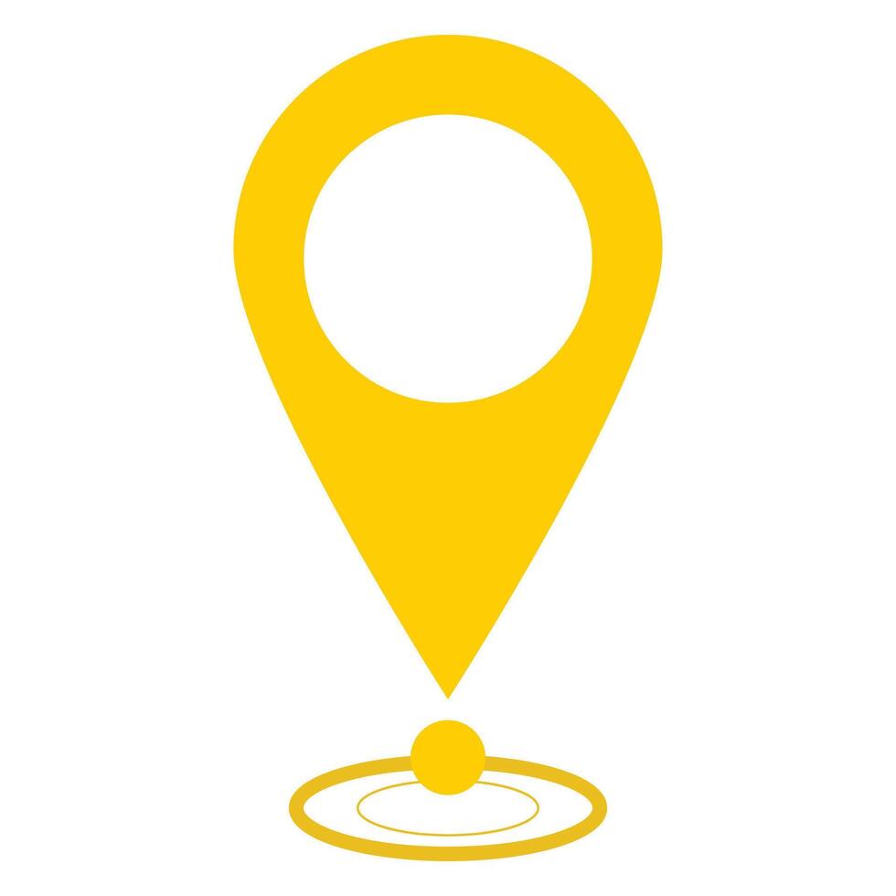 Yellow map pin, locator icon, navigation symbol, GPS, marker , location point, travel guide, wayfinding. vector