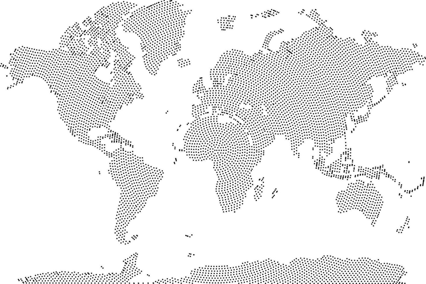 Realistic world map dotted shape design. Cartography with a creative dotted touch. Dotted shape world map using dot patterns vector