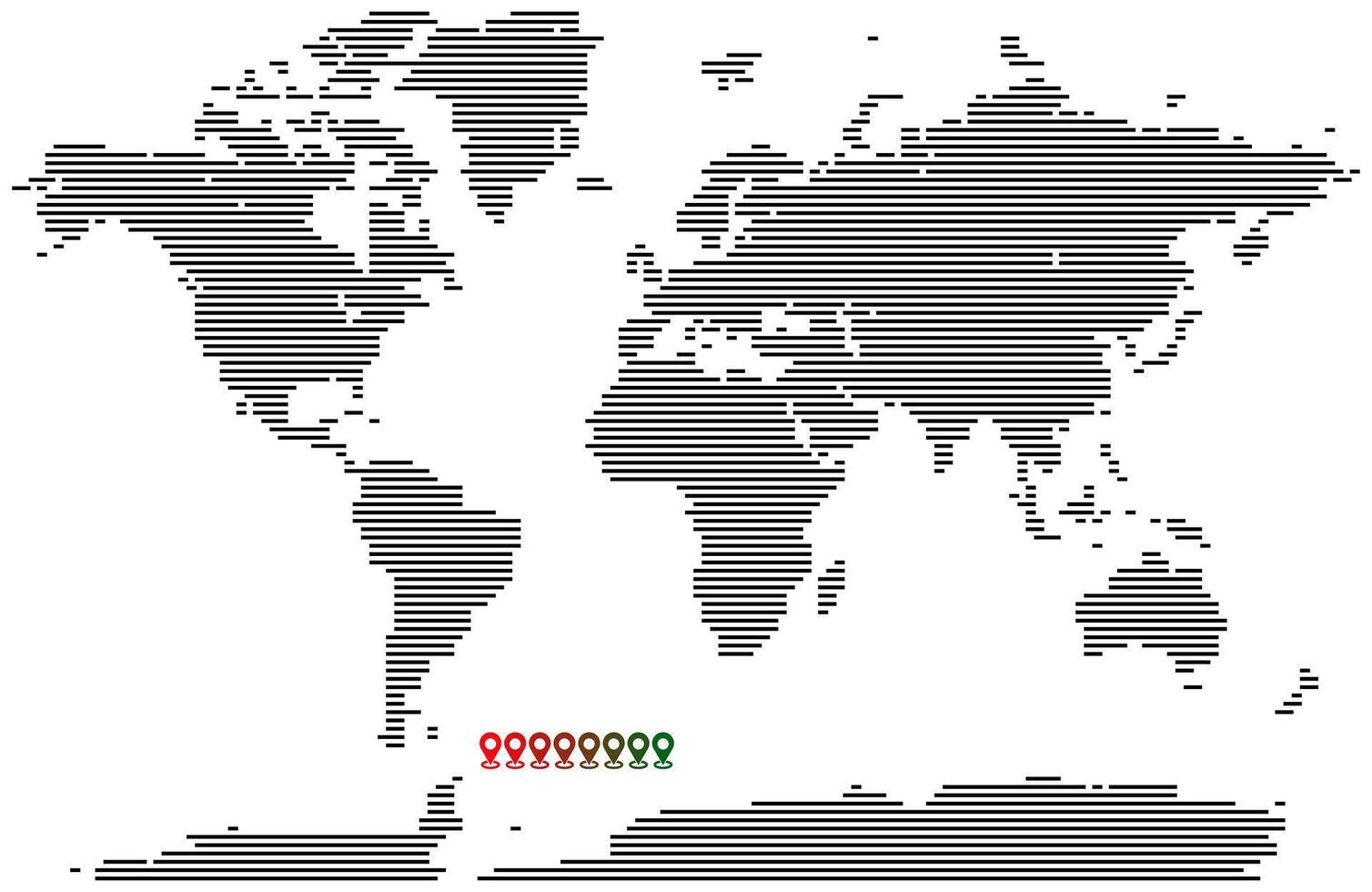 Rectangle horizontal line shape map showing all countries vector