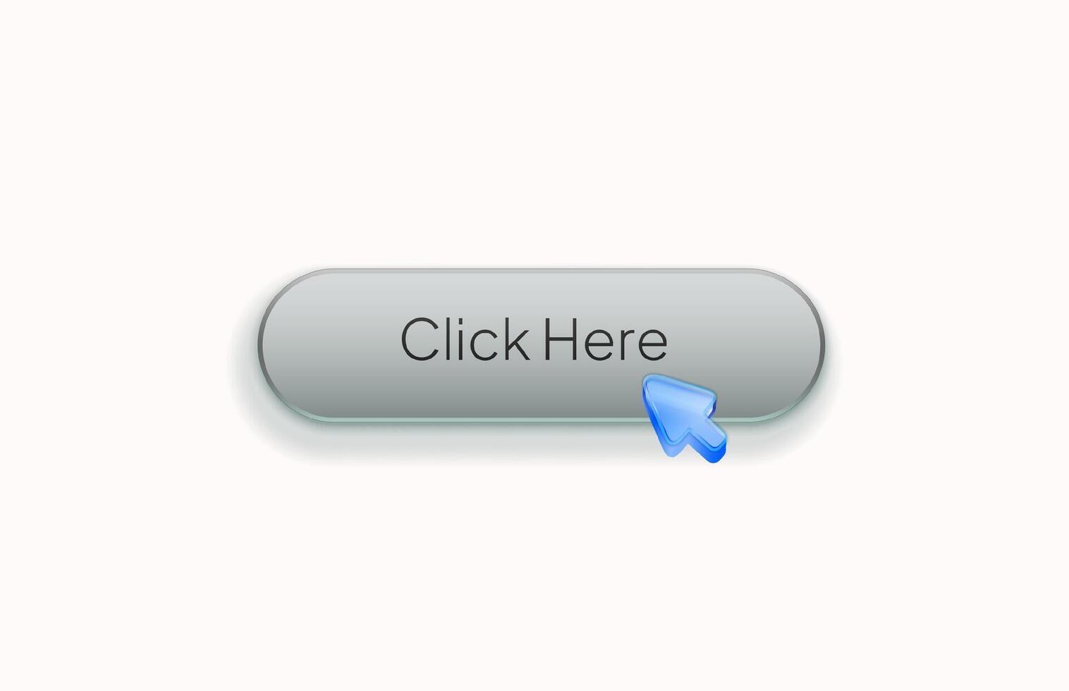 Grey button with Click Here text centered on a white background vector