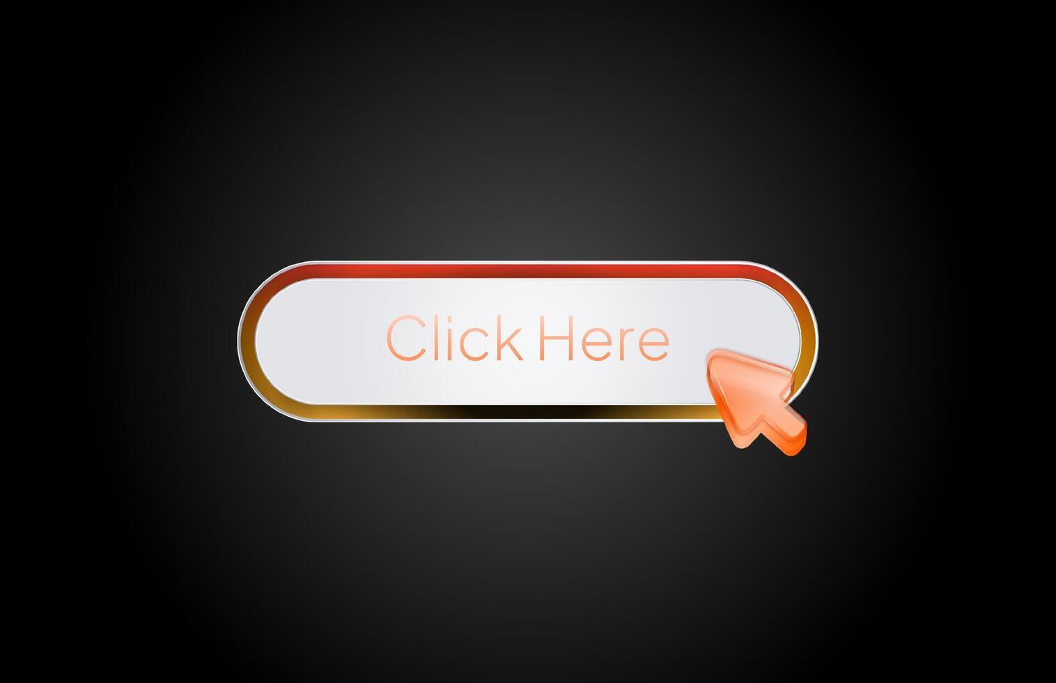 white button with Click Here text in the center vector