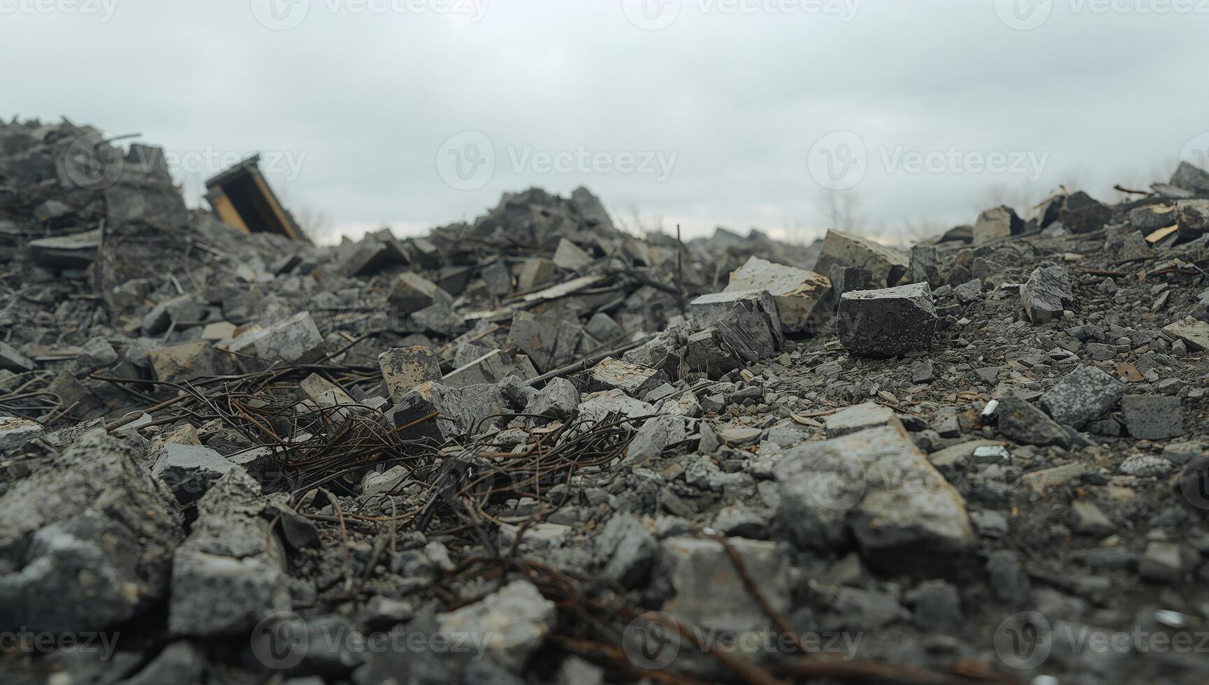 Grey Scale Abstract Shattered Forms and Metallic Hints under Overcast Sky. photo