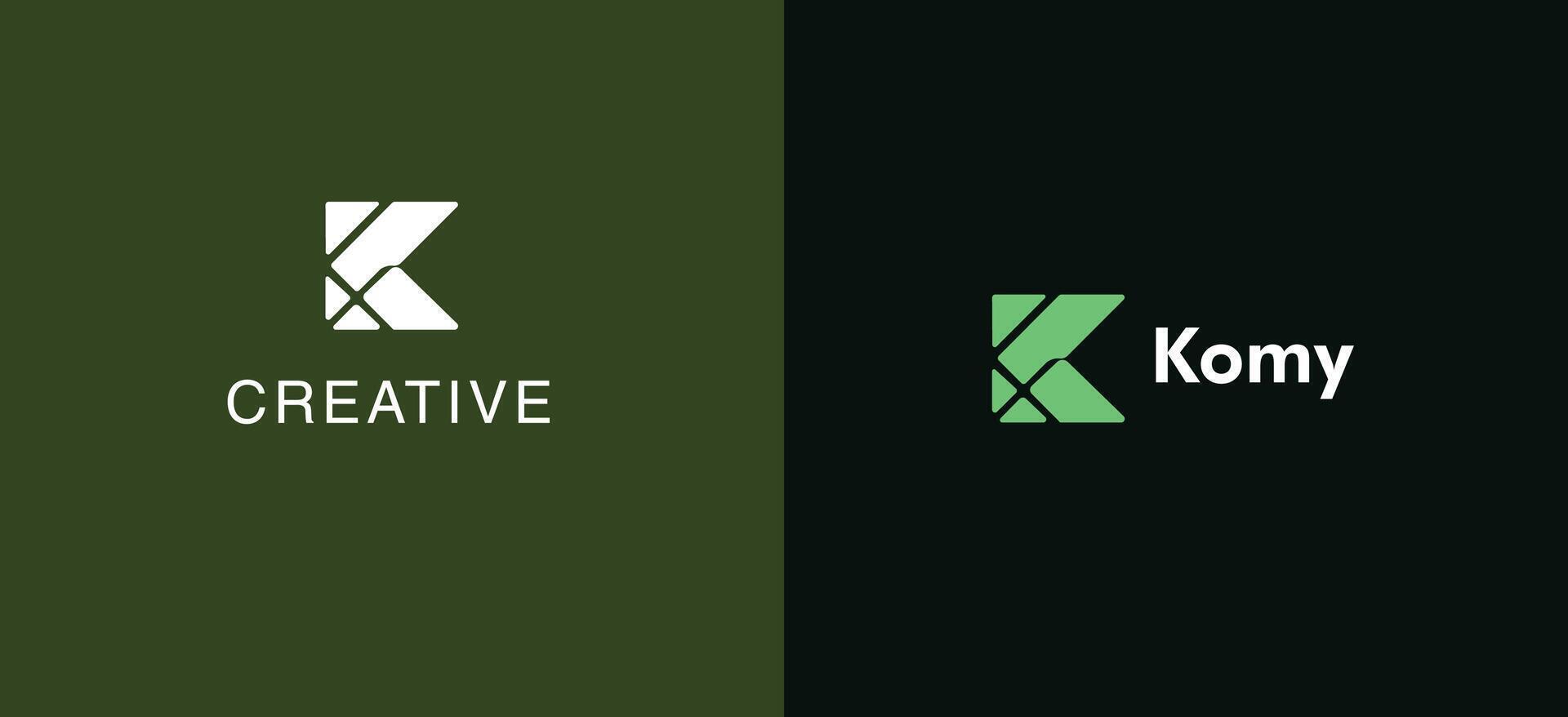 Creative K Letter Mark. Sharp Angular Tech Digital Brand Identity Design vector
