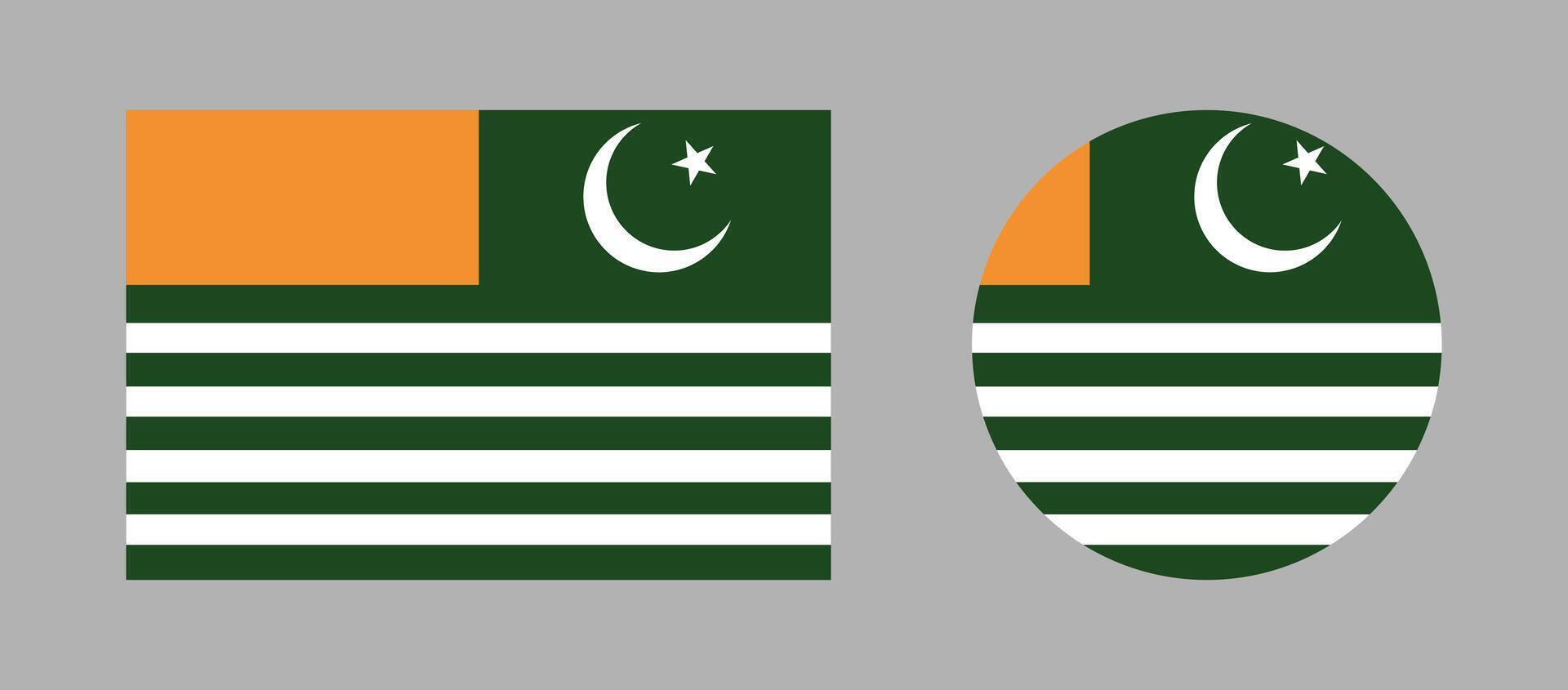 Azad Kashmir round, rectangular flag. Set of circular, rectangle flag symbols. Flag of Azad Kashmir button, banner, icon, background collection. National sign. vector