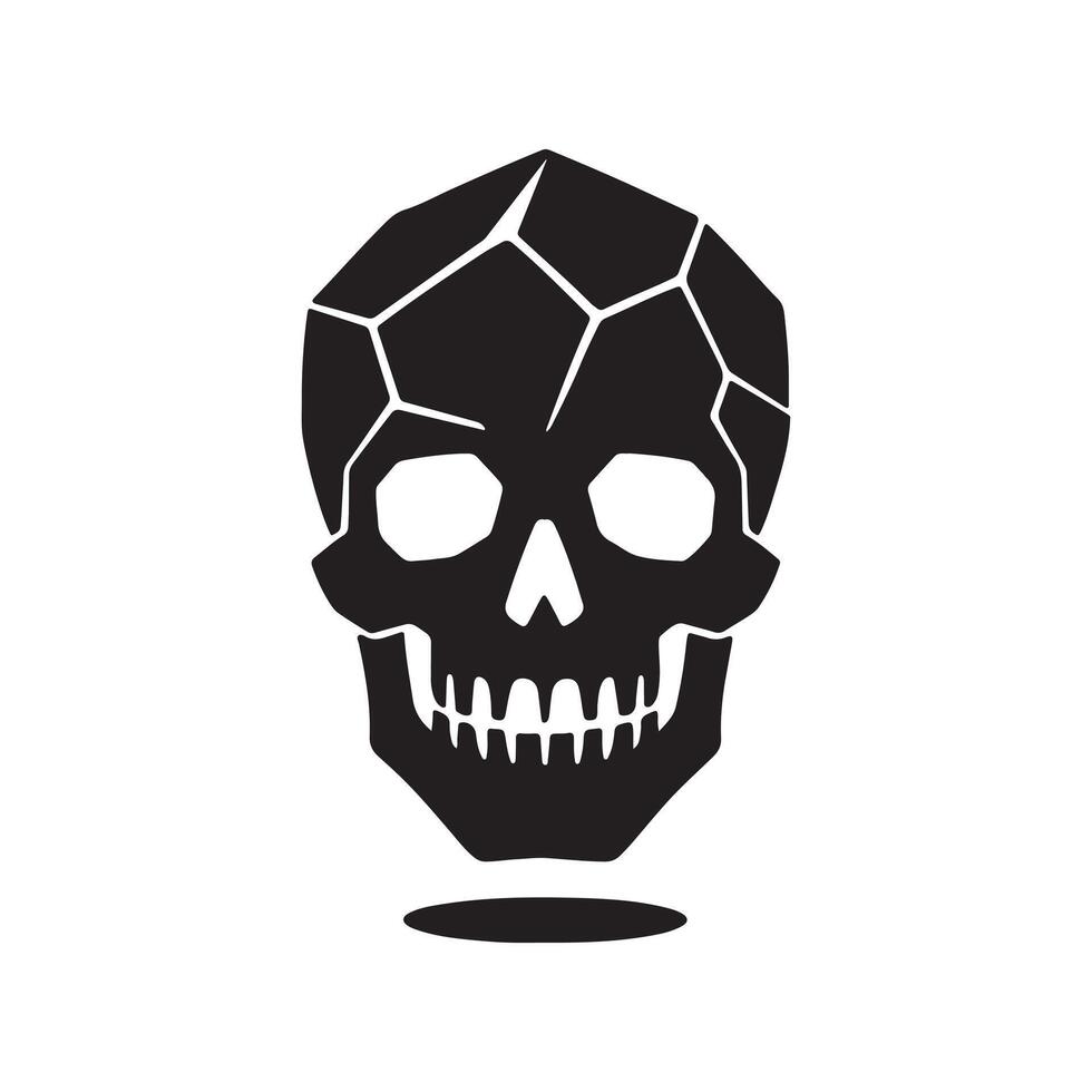 Mysterious shattered skull icon with sharp geometric fragments, a dark symbol of abstract enigma and hidden power vector