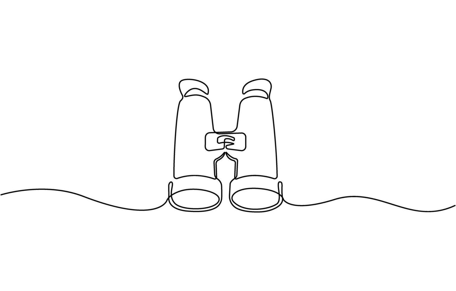 Continuous one line drawing of binocular, binocular single line art design vector