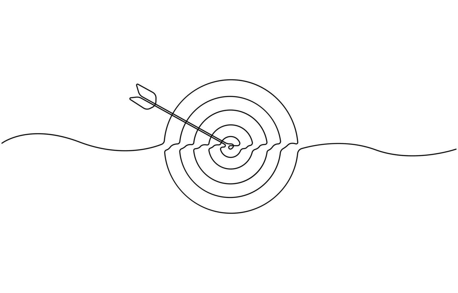 Continuous one line drawing of Archery target with arrow, Single line drawing illustration of Success business target outline vector