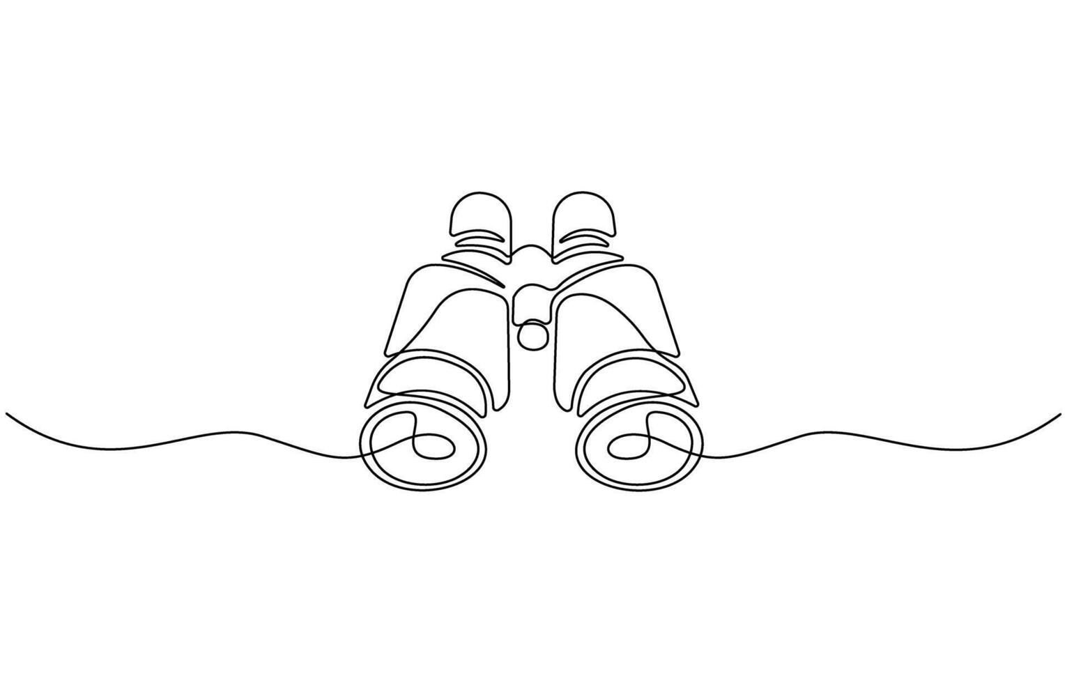 Continuous one line drawing of Binocular, Binocular single line art Editable stroke vector
