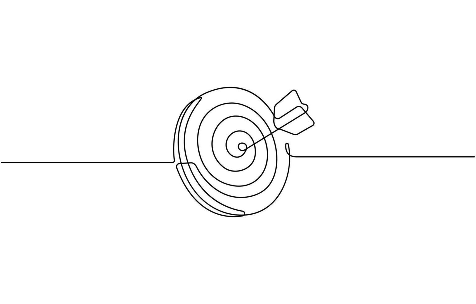 Continuous one line drawing of Archery target with arrow, Single line drawing illustration of Success business target Editable design vector