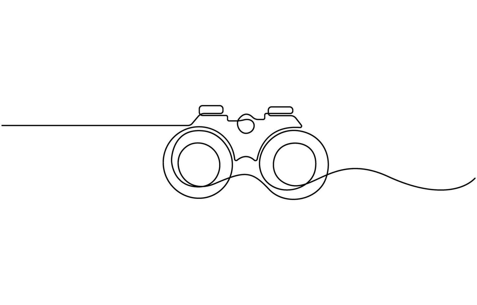 Continuous one line drawing of binocular, binocular single line art symbol vector