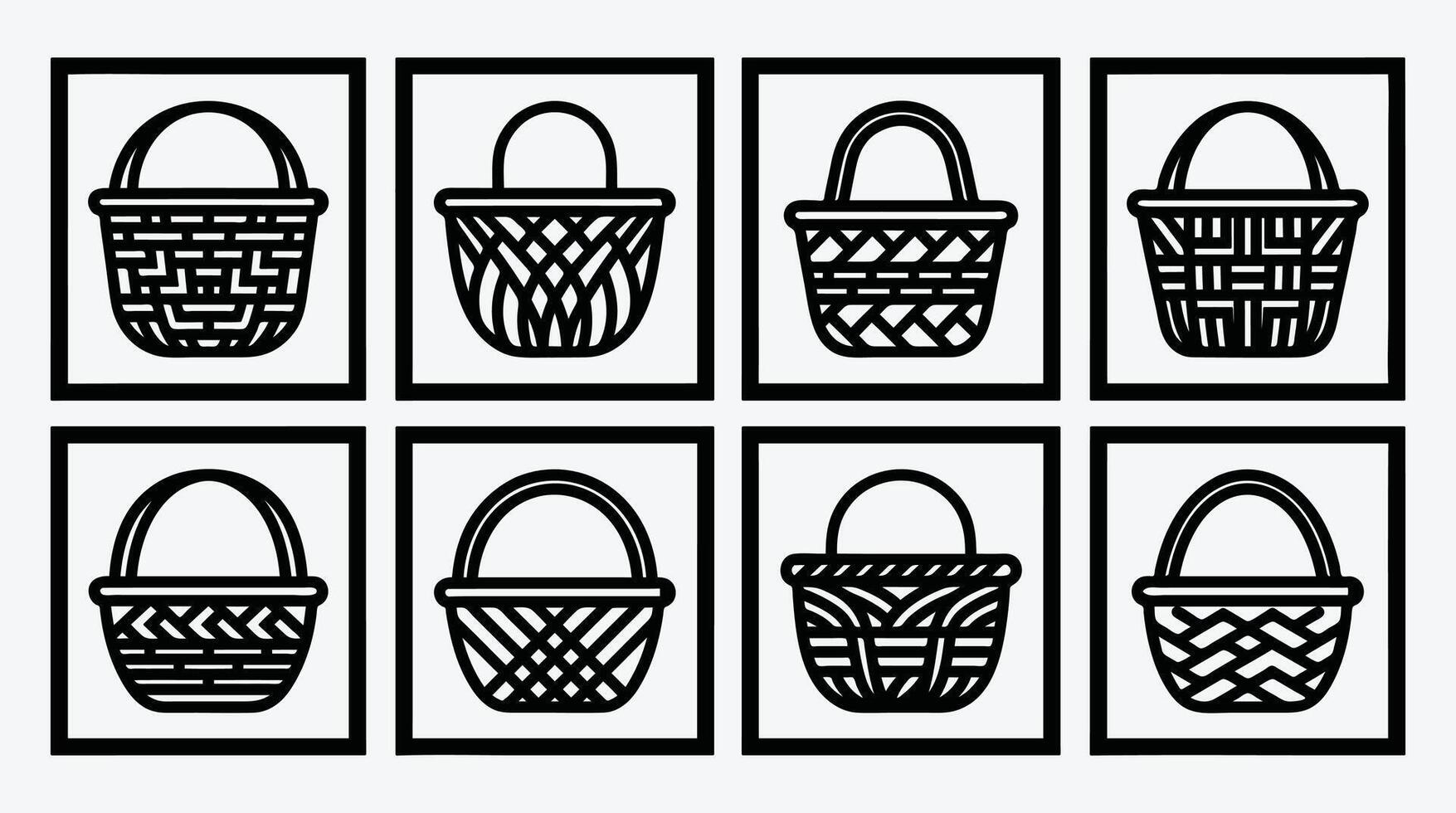 Collection of decorative basket vectors in a simple and elegant layout