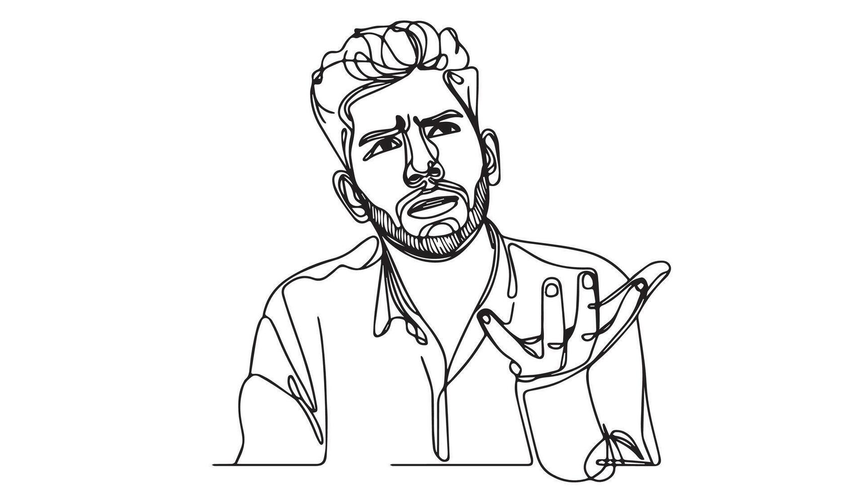 a continuous line drawing of a man with his hands up vector