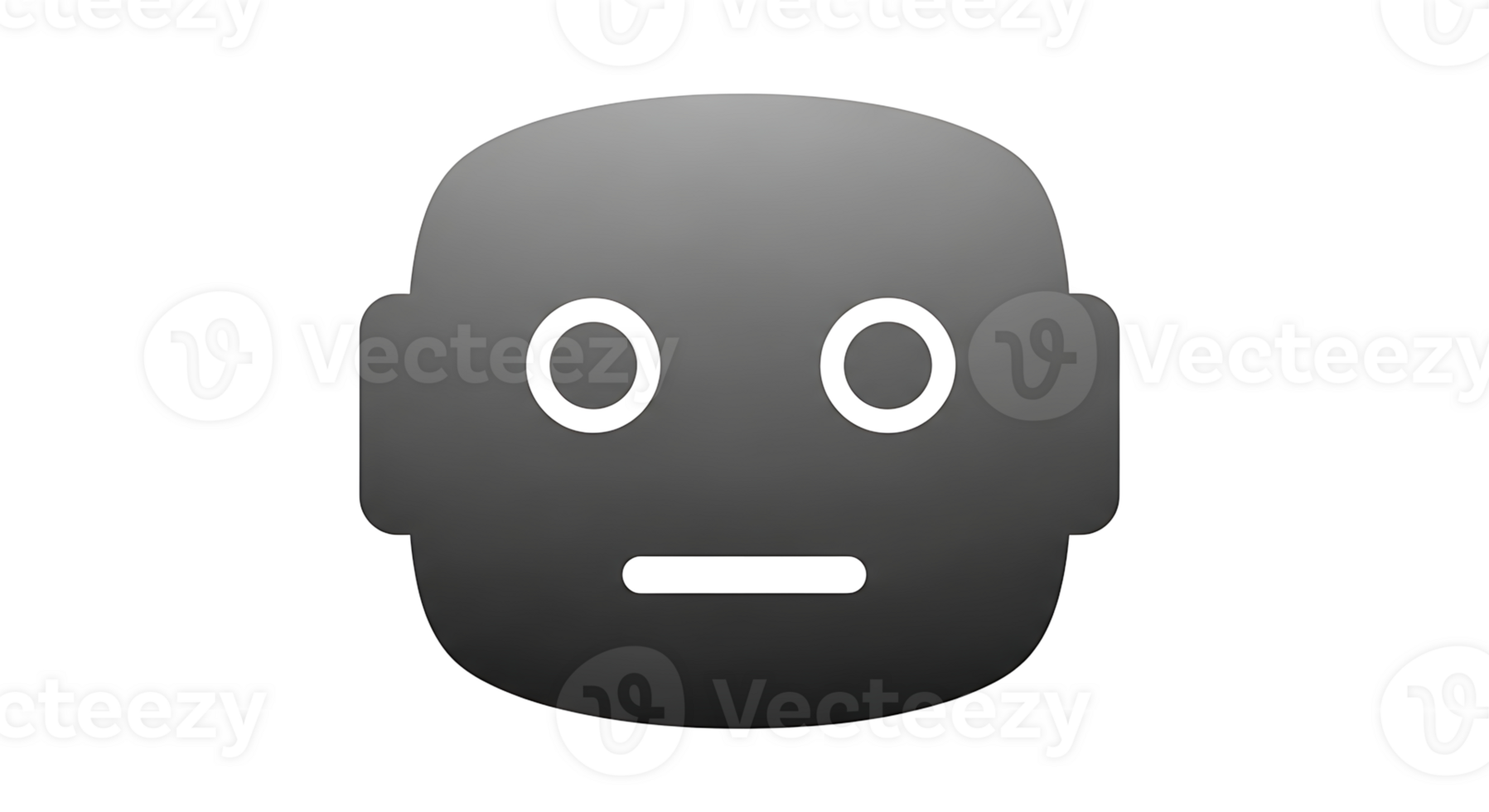 estilizado cinzento robô cabeça ícone com uma suave gradiente efeito, representando artificial inteligência e moderno digital tecnologia, adequado para aplicativo interfaces ou futurista desenhos png