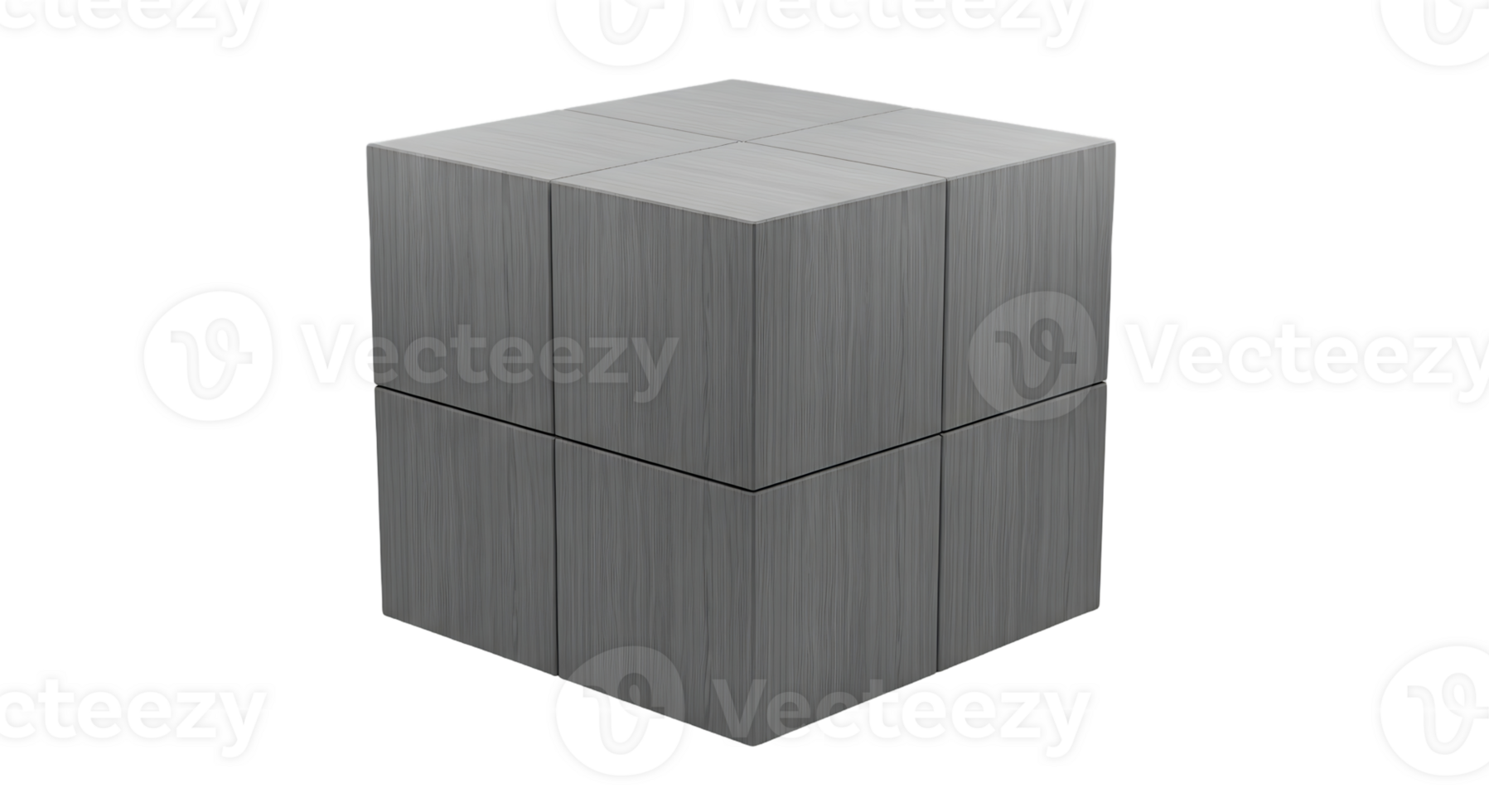 astratto 3d interpretazione di un' segmentato cubo con un' sofisticato spazzolato metallico struttura, presentata su un' trasparente sfondo per versatile design progetti png