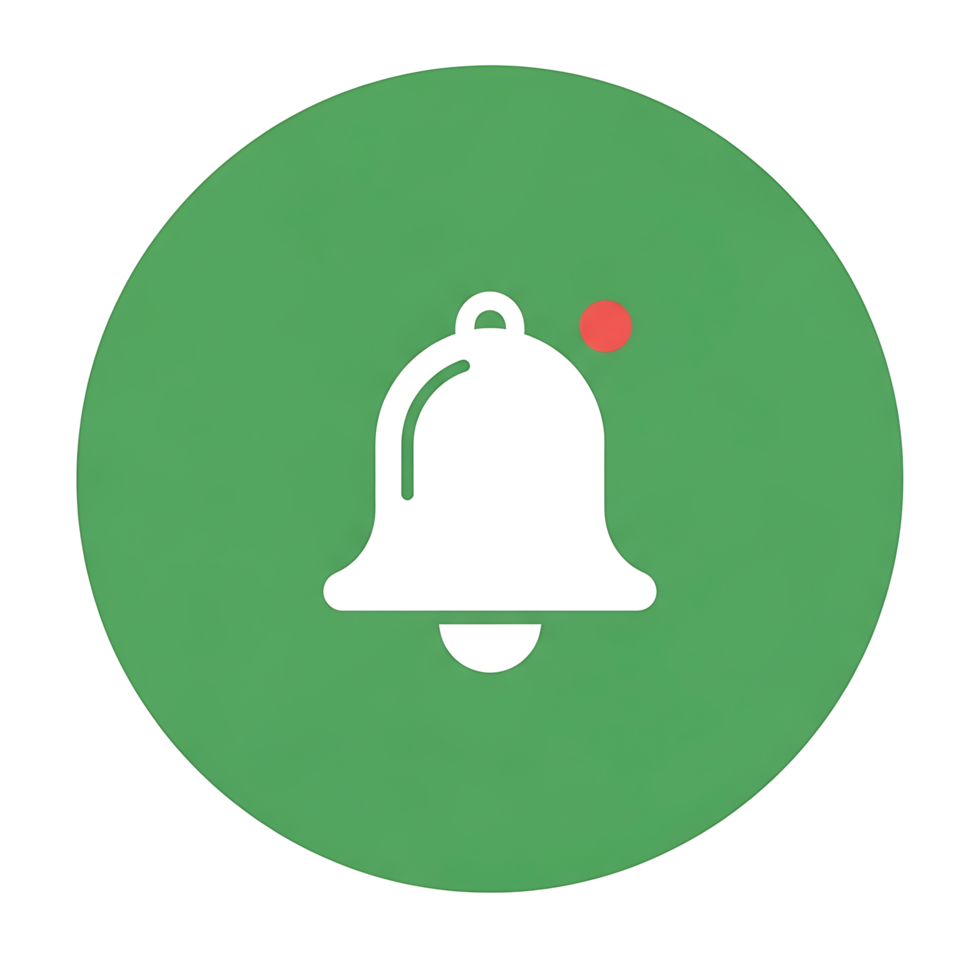 E-learning notification alert icon for online education platforms, symbolizing a new message, class reminder, or update from a teacher on a digital school app png