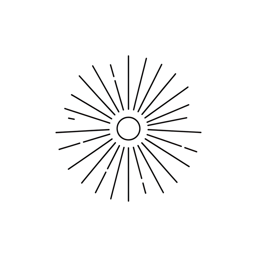 resumen lineal icono de un rayos de sol simbolizando un digital red cubo o datos explosión. minimalista geométrico diseño representando información, conexión, y tecnología png