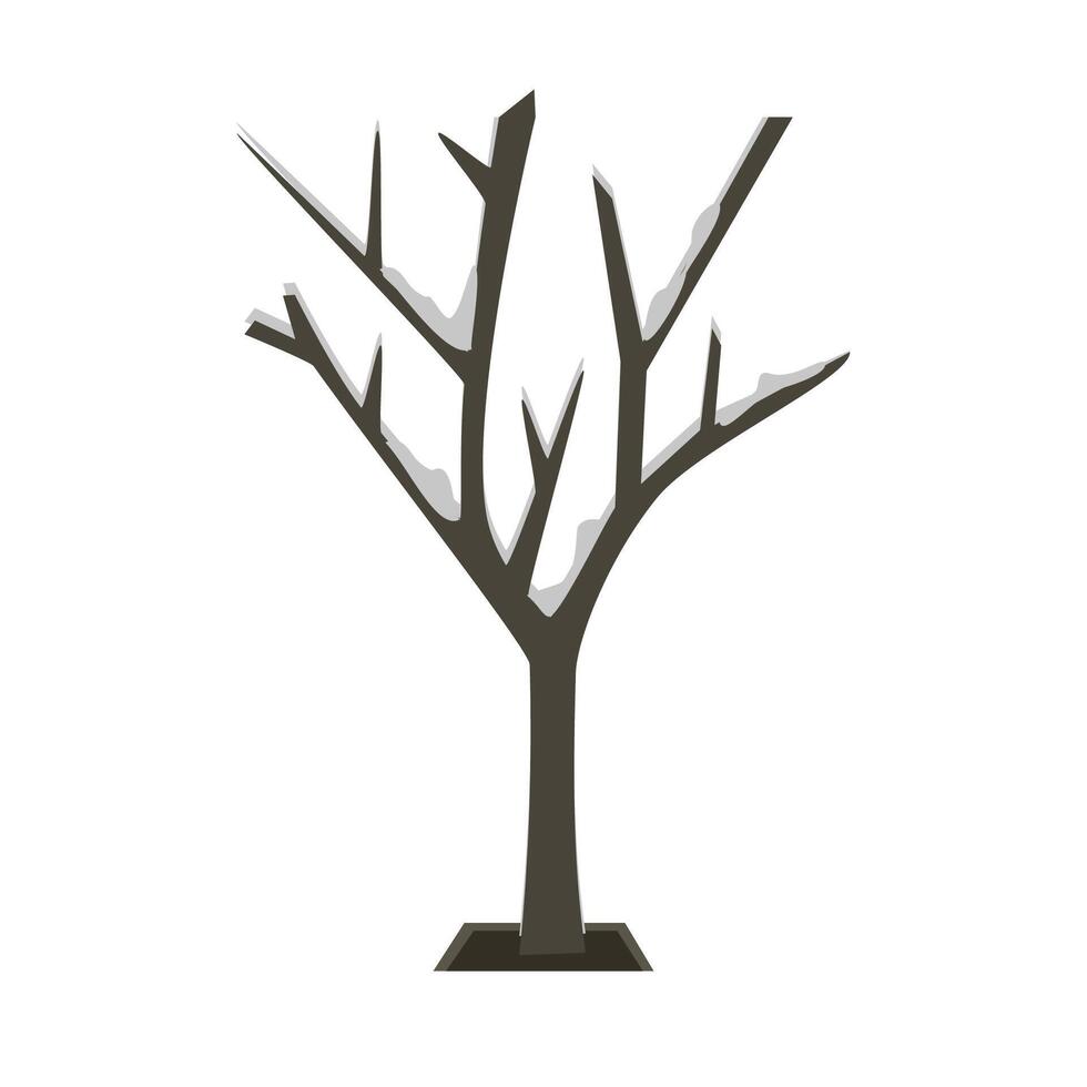 Bare Tree with Snow. Snowfall on Bare Tree Branches. Winter Tree Branch with Snowflakes. Winter Tree Branch Dusted with Snow vector