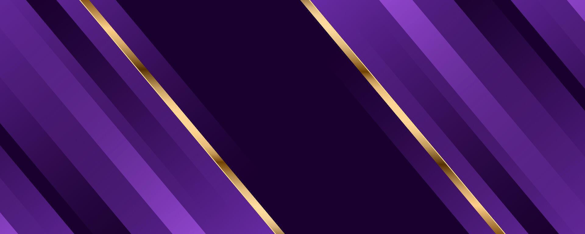 3D purple luxury abstract background overlap layer on dark space with golden diagonal lines decoration. Modern graphic design element cutout style concept for web, art, flyer, card, or brochure cover vector