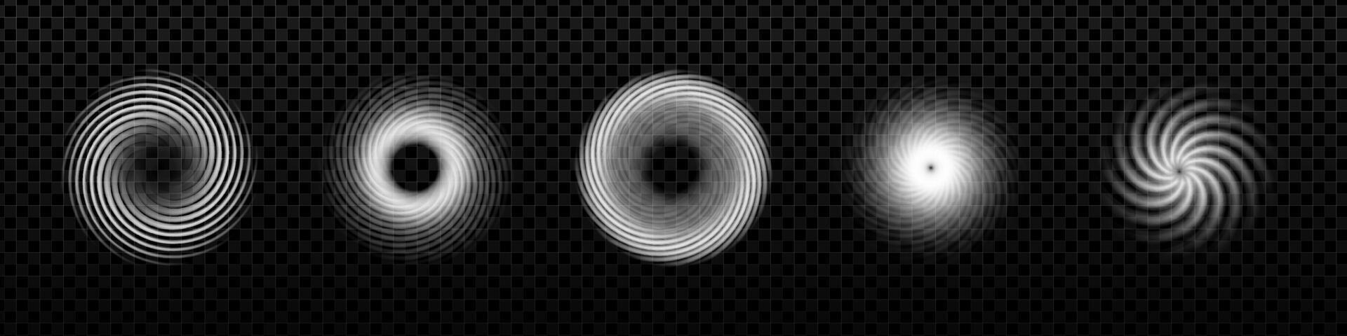 Spiral patterns in black and white vector