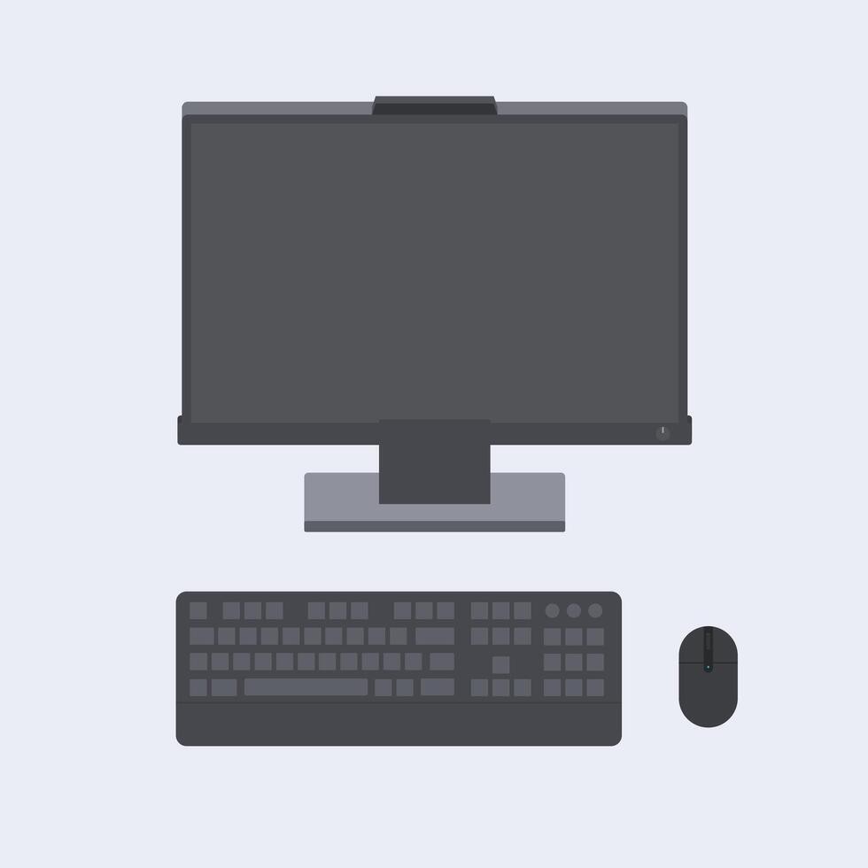 computer monitor keyboard and mouse setup vector