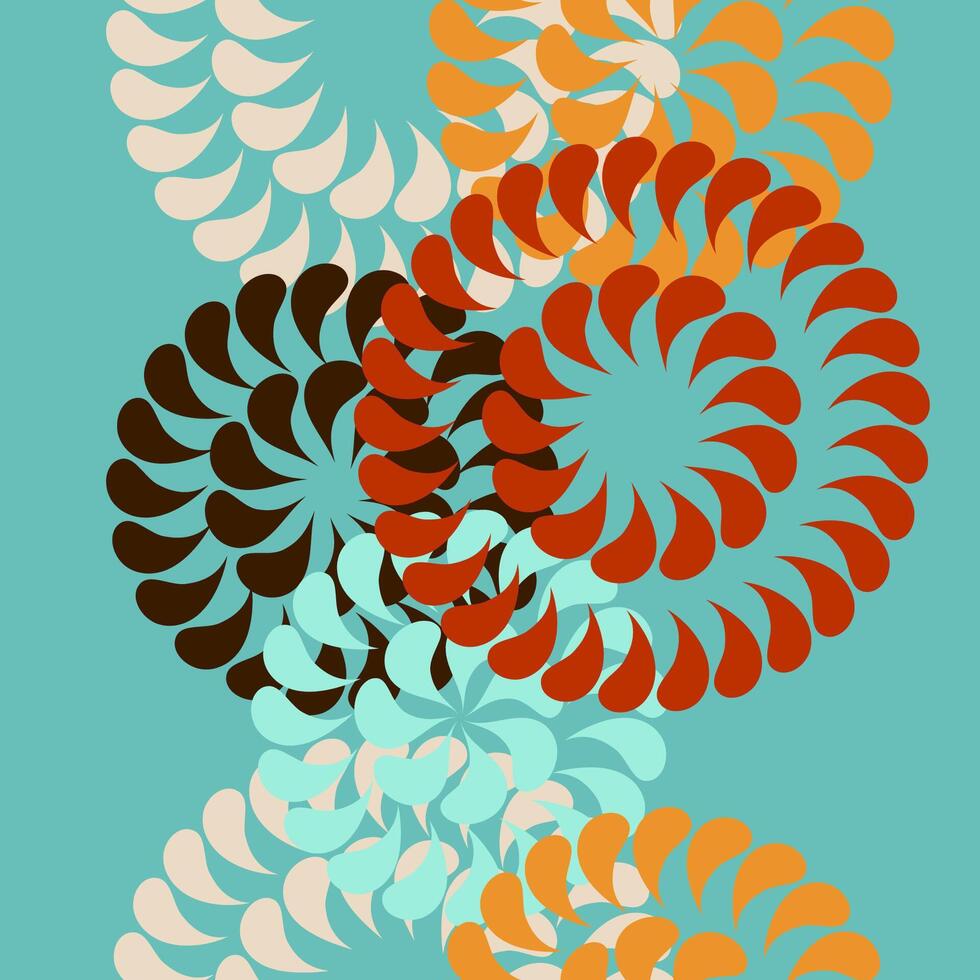 Pattern with abstract flowers. Endless print stylized plants with drop petals. vector