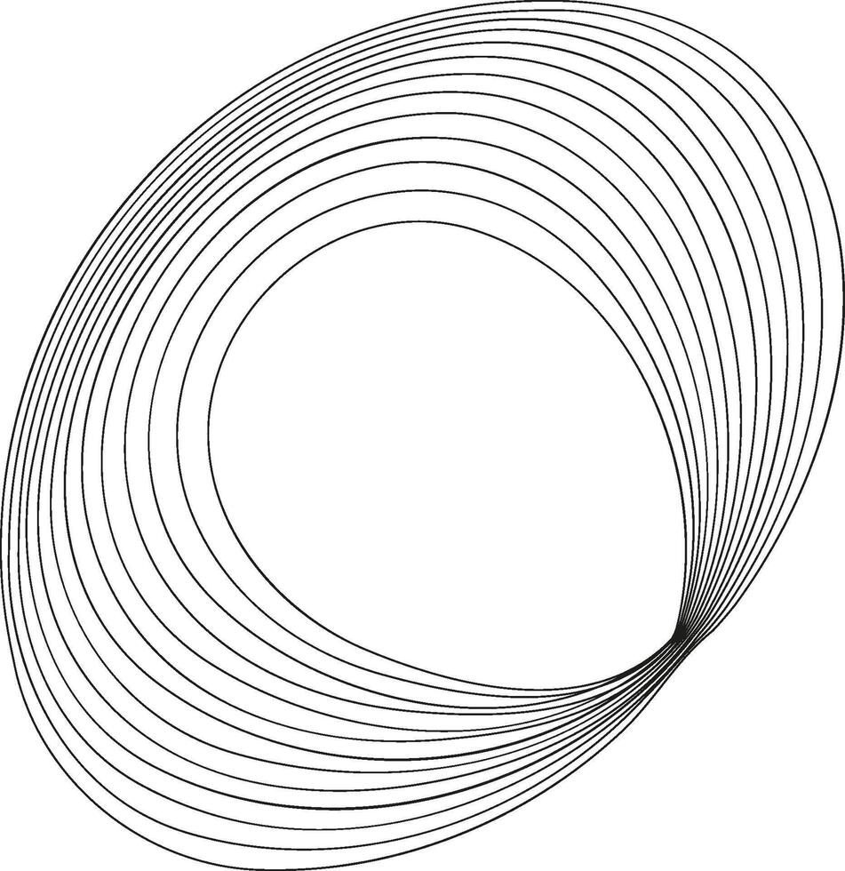 A circular design with a hollow center, surrounded by intricate lines forming concentric layers. vector