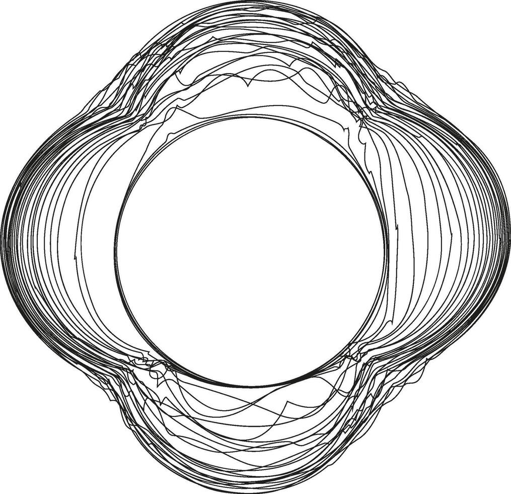 A circular design resembling a funnel shape, with swirling lines and a sense of motion towards the center. vector