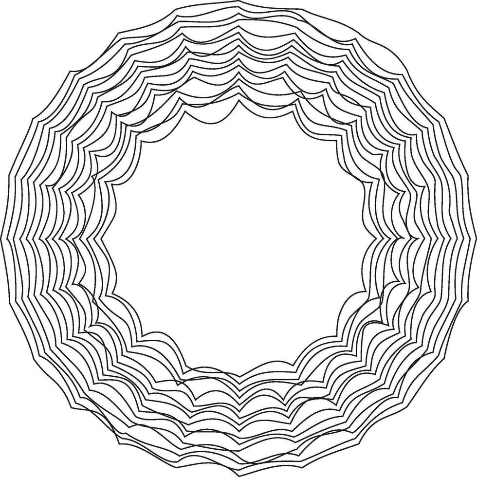 A circular donut-shaped design with an internal ring, creating an intriguing geometric pattern with a focus on symmetry. vector
