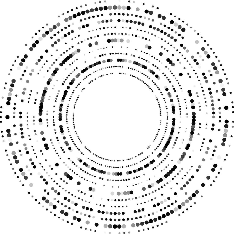 Structured circle composed of multiple evenly spaced concentric dot rings forming geometric order. vector