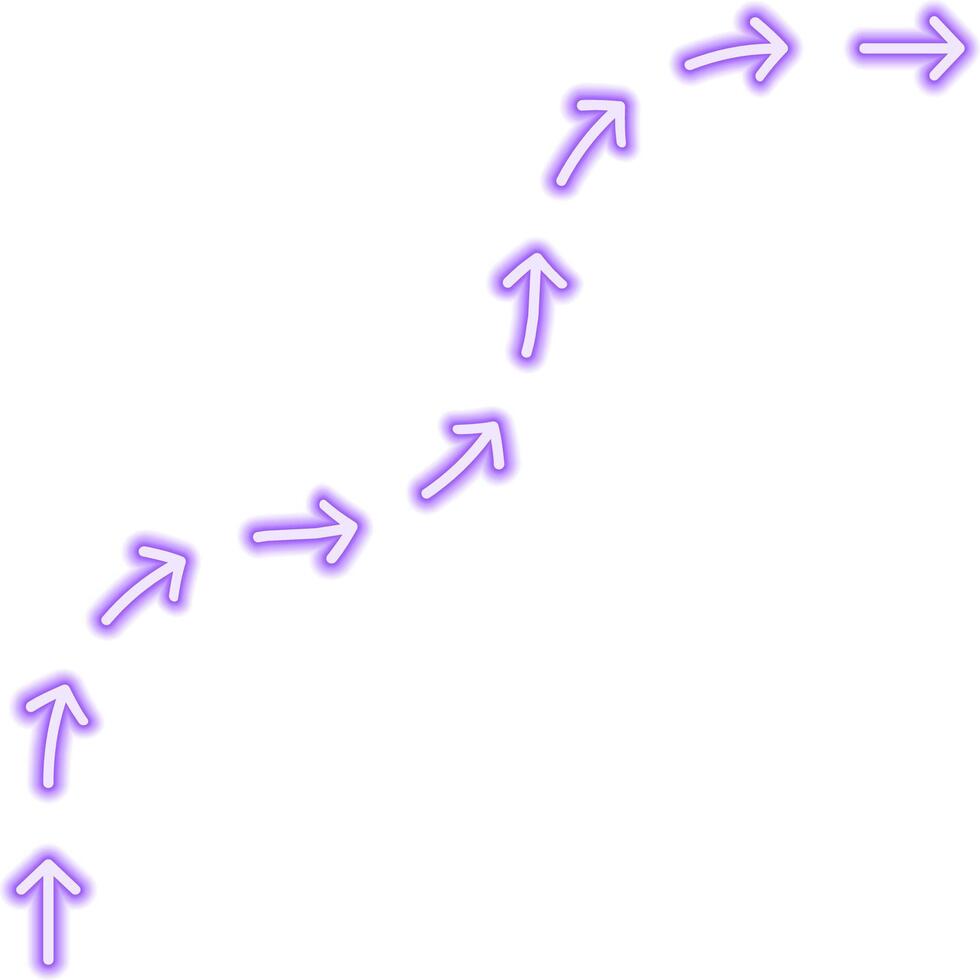 Interlaced arrow path constructs a looping maze route with flowing turns arranged in an abstract neon directional contour. vector