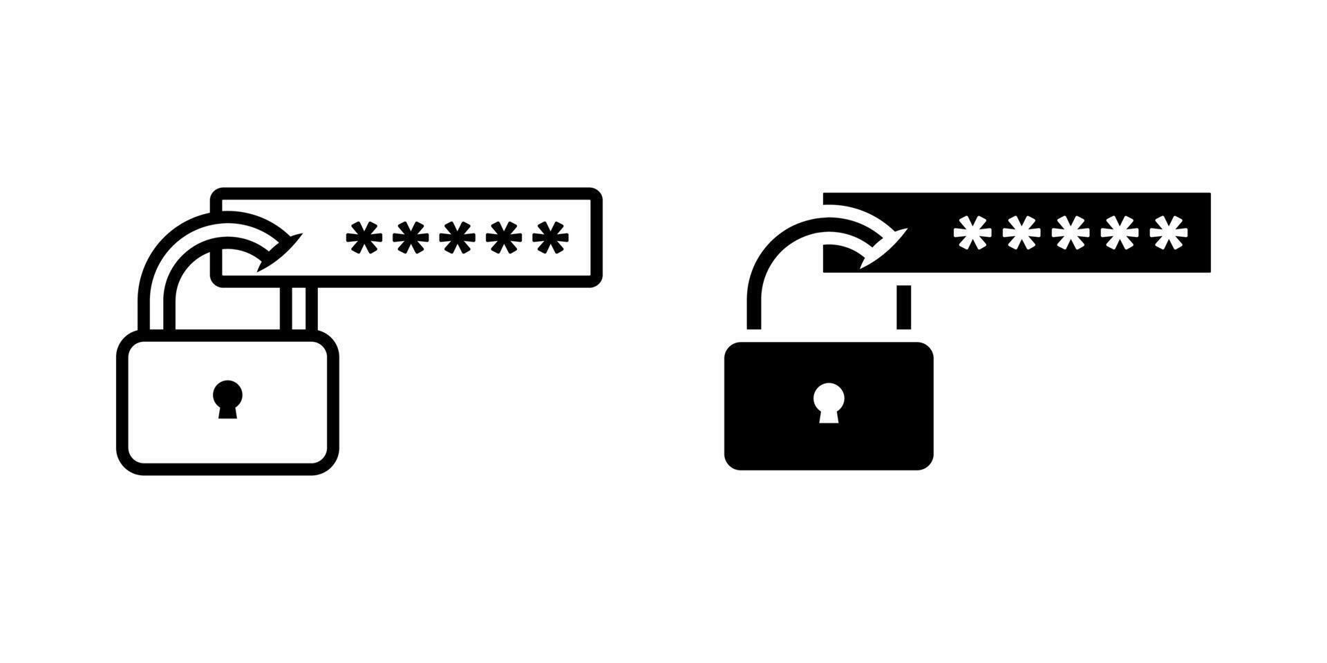 Password Strength icon set. illustration of an padlock with a password. illustration on white background vector