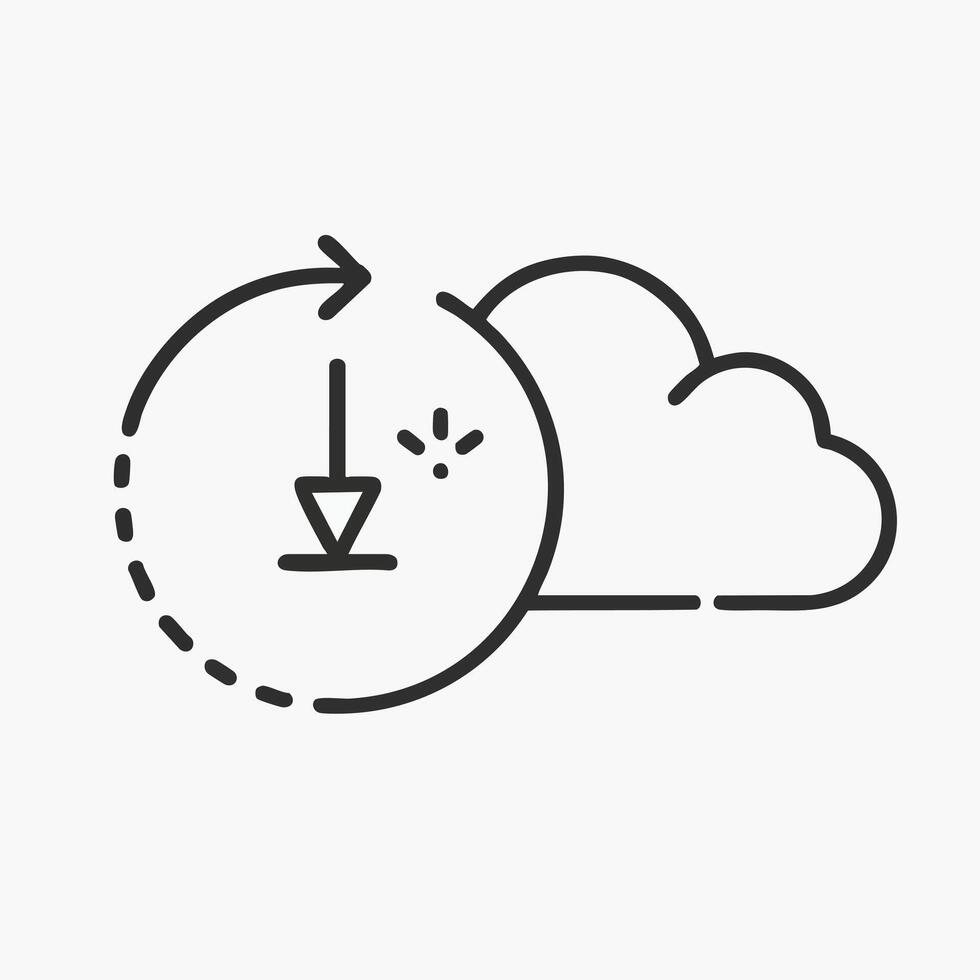Cloud Data Download Sync Icon Server Storage Refresh and Update Symbol Digital Technology Graphic for Web App and Software Interfaces vector