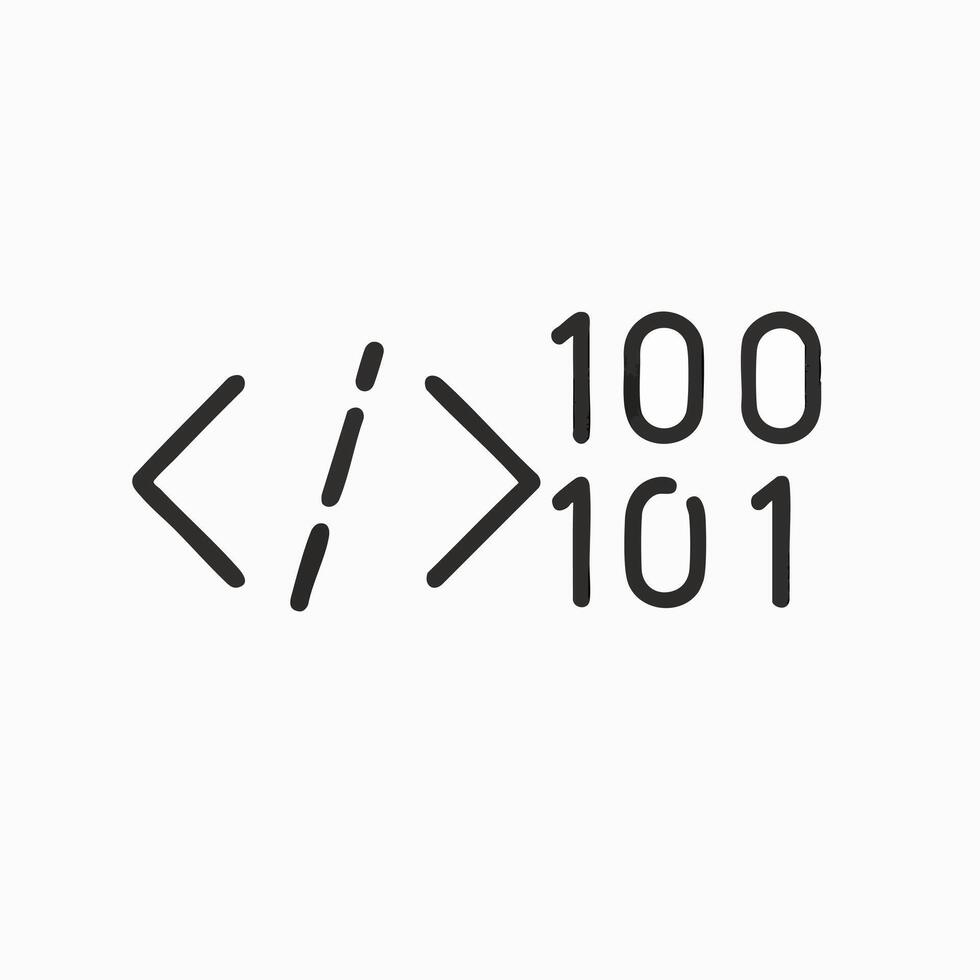 programación código y binario datos icono moderno software desarrollo web diseño y digital tecnología concepto limpiar diseño elemento vector