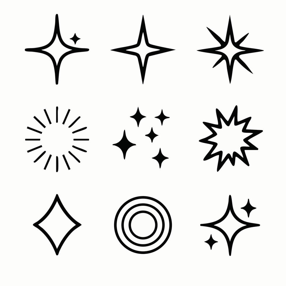 Modern Sparkle Shine Icons Set Star Burst Dazzle Elements for UI Web Graphic Design Projects vector