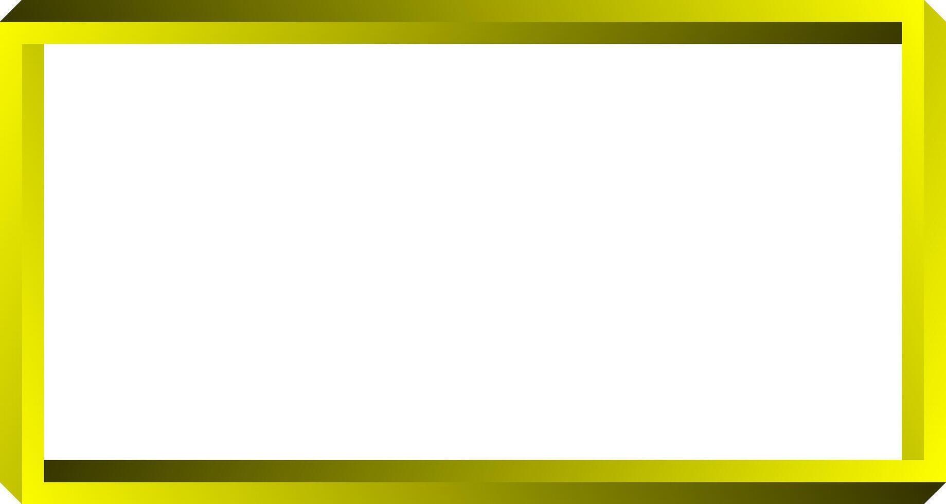 Bright yellow rectangular border frame with gradient shading giving a three dimensional or inset illusion vector