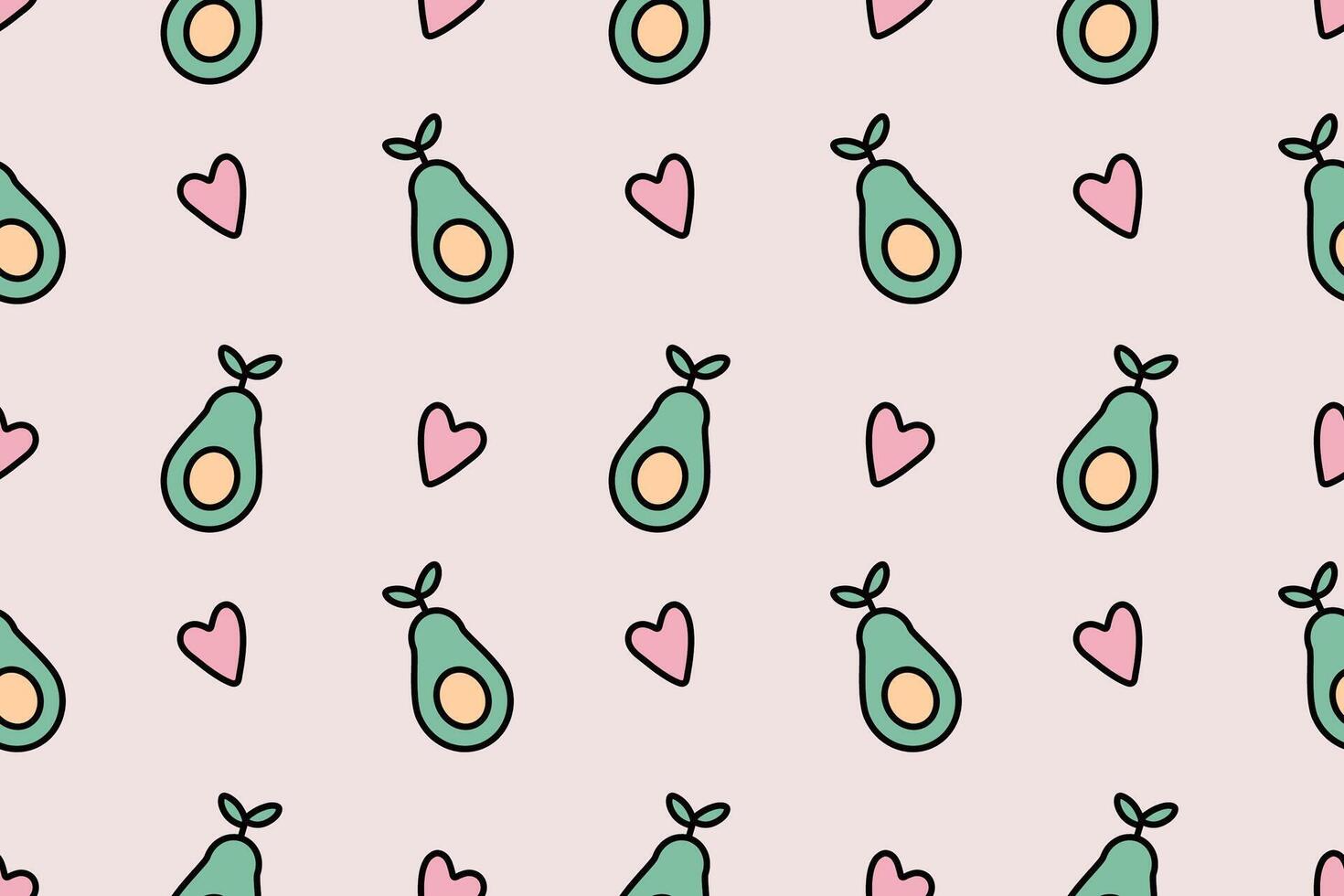 Kawaii pattern design with avocado and hearts seamless repeat pattern background vector