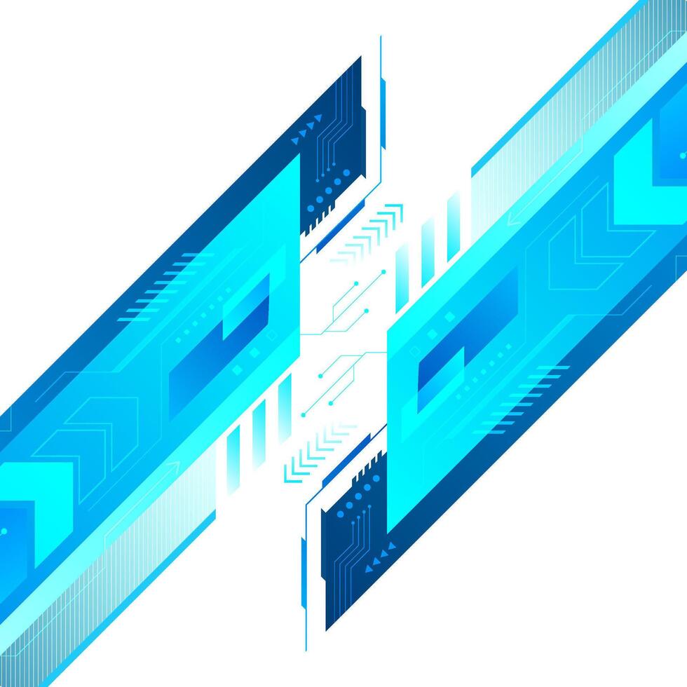 Modern futuristic technology background with blue digital interface elements, circuit patterns, and geometric shape for technology, innovation, network, cybersecurity, and digital transformation vector