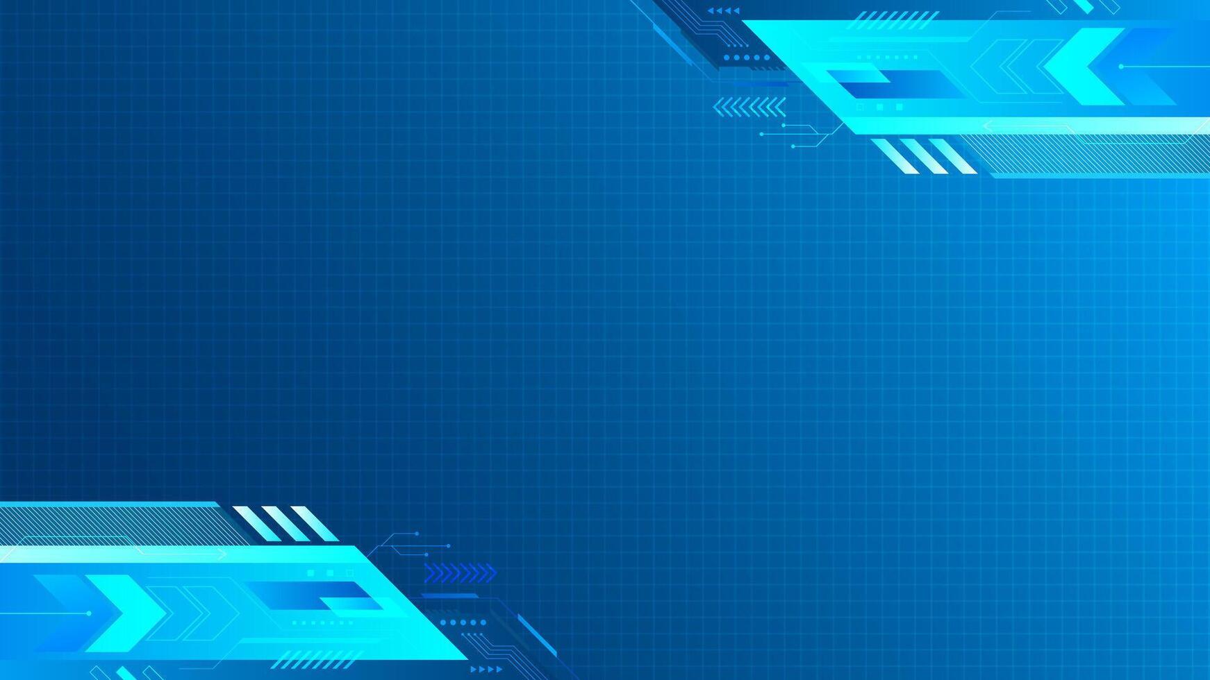 Futuristic Digital Technology Background. Abstract digital interface background with blue grid structure, arrow elements, and futuristic geometric shapes vector