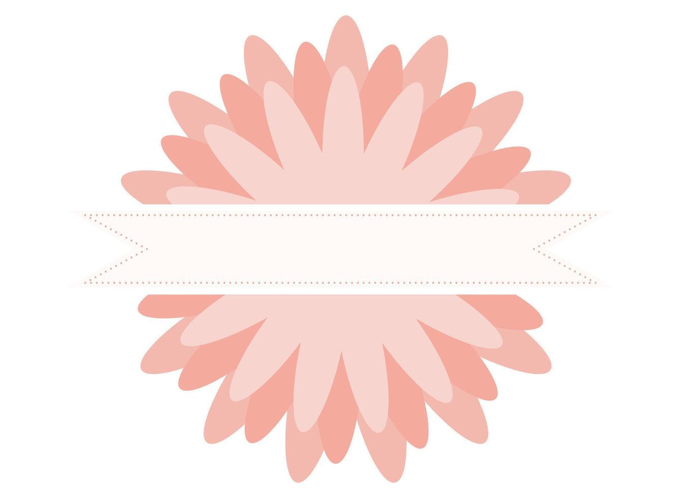 layered starburst-style pastel decorative badge with soft pointed petals and a central empty ribbon banner. vector
