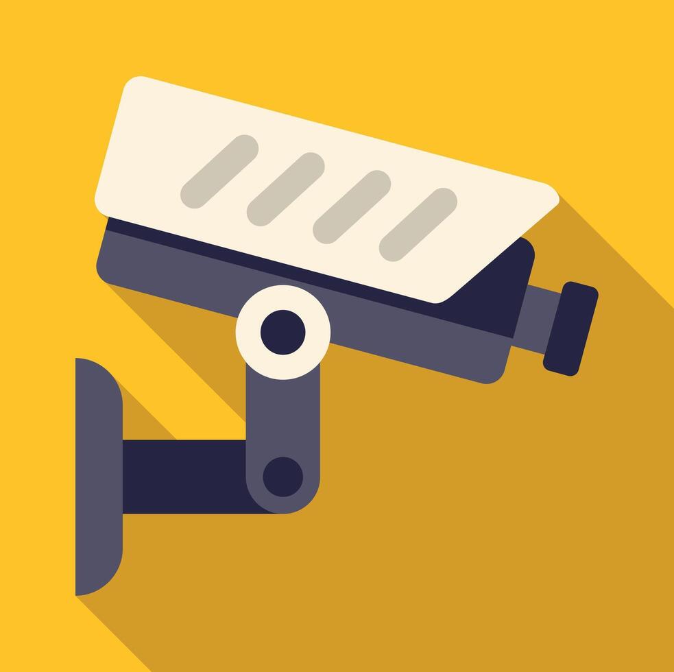 Security camera monitoring area with surveillance technology icon vector