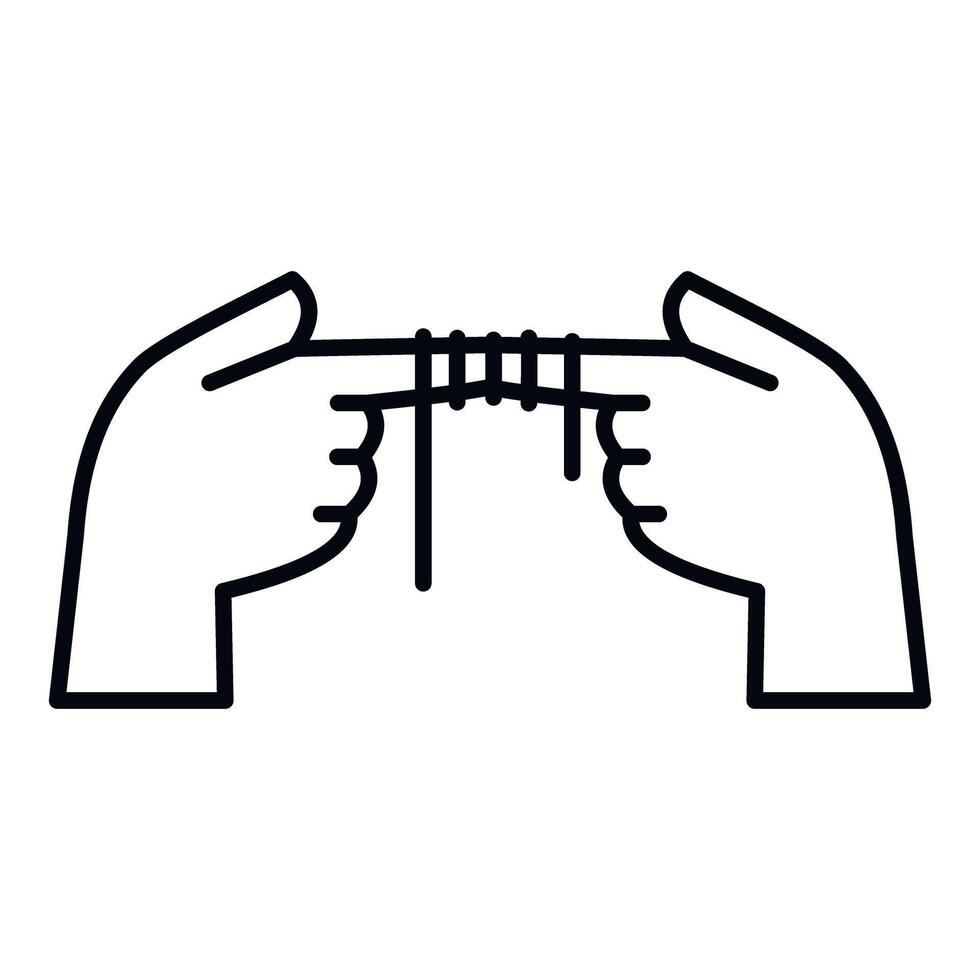 Hands connecting fingers with string line icon vector