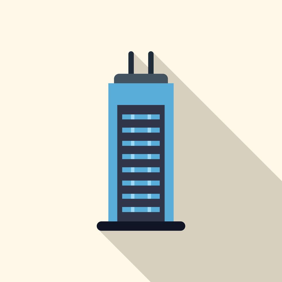Modern skyscraper building with long shadow flat design vector