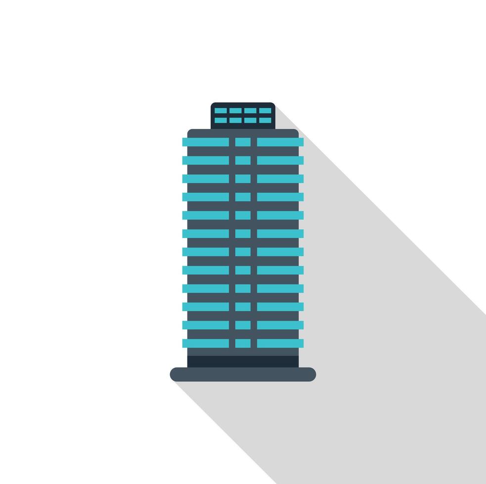 Skyscraper building creating long shadow, flat design illustration vector