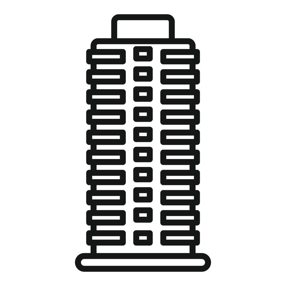 Urban multistory skyscraper building line icon creating city skyline vector