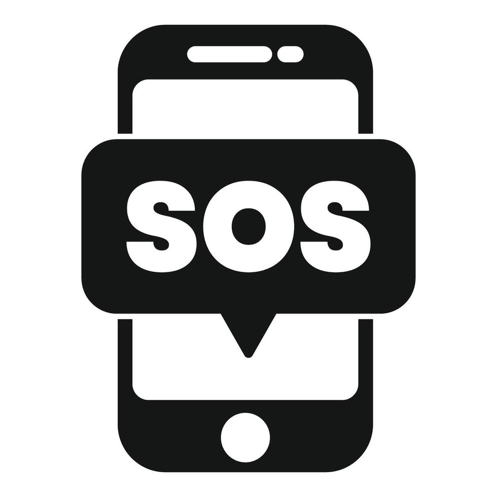 Smartphone displaying sos message for emergency help alert vector