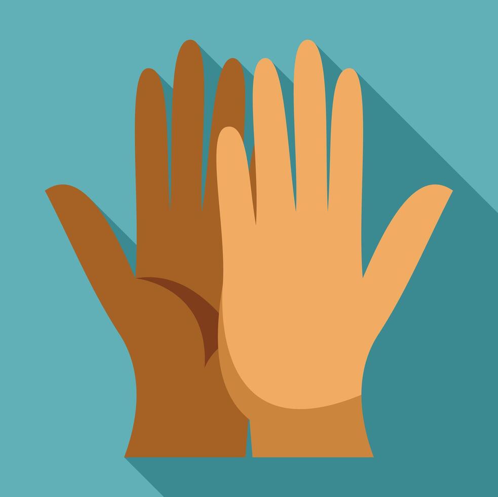 Diverse hands showing unity and racial equality vector