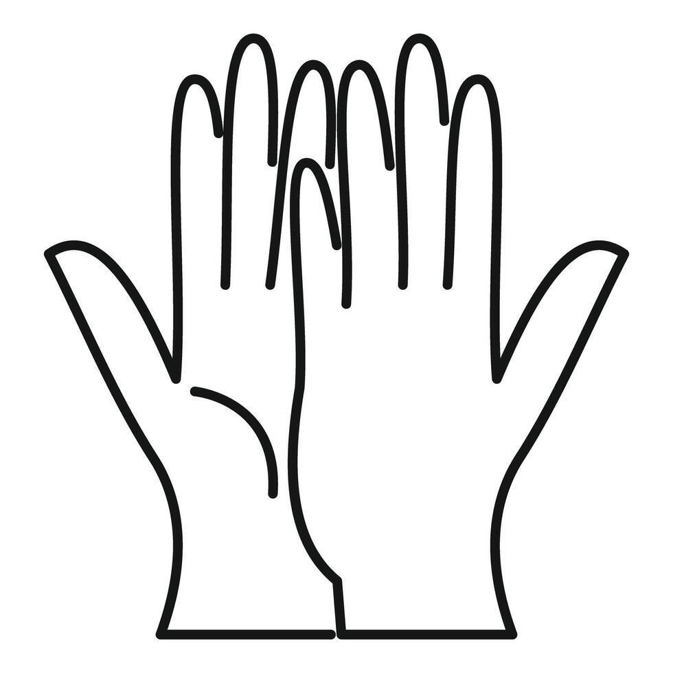 Two open hands showing stop gesture line art vector