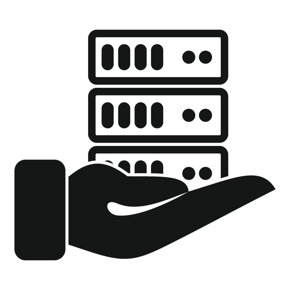 Hand holding stack of server racks delivering data vector
